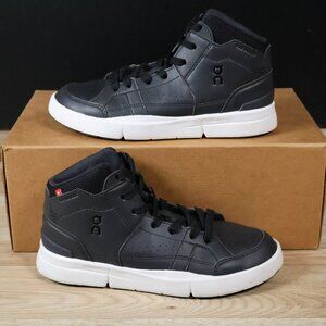 On The Roger Advantage Shoes Womens Size 6.5 Black White High Top Sneakers Swiss
